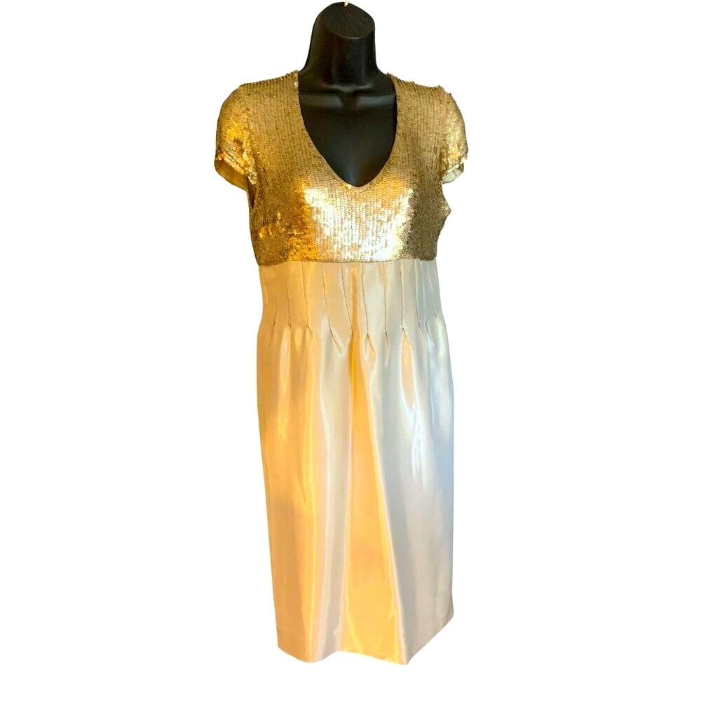 Luca Luca vintage couture Empire Line dress size 8  silk & sequined exceptional